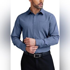 New in Packaging Blue Coofandy Long Sleeve Dress Shirt. Wrinkle Free. Size: L